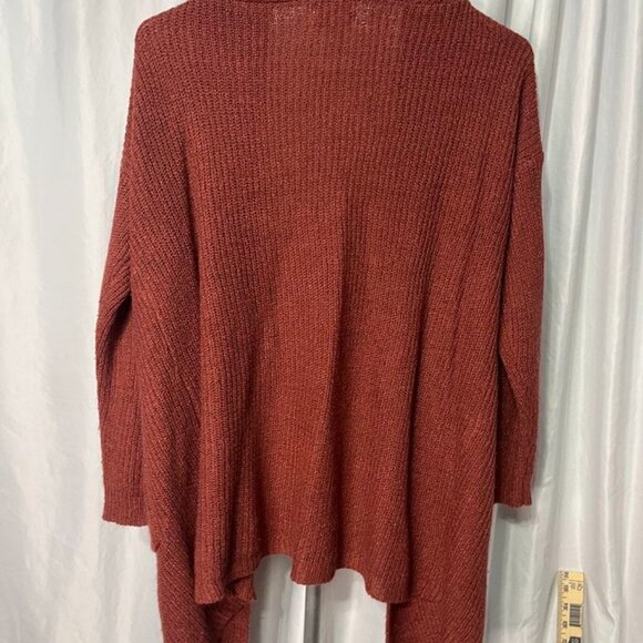 Dreamers Rust Open Front Pocket Cardigan Sweater Women’s Size L Cozy Knit Longli - Picture 5 of 6